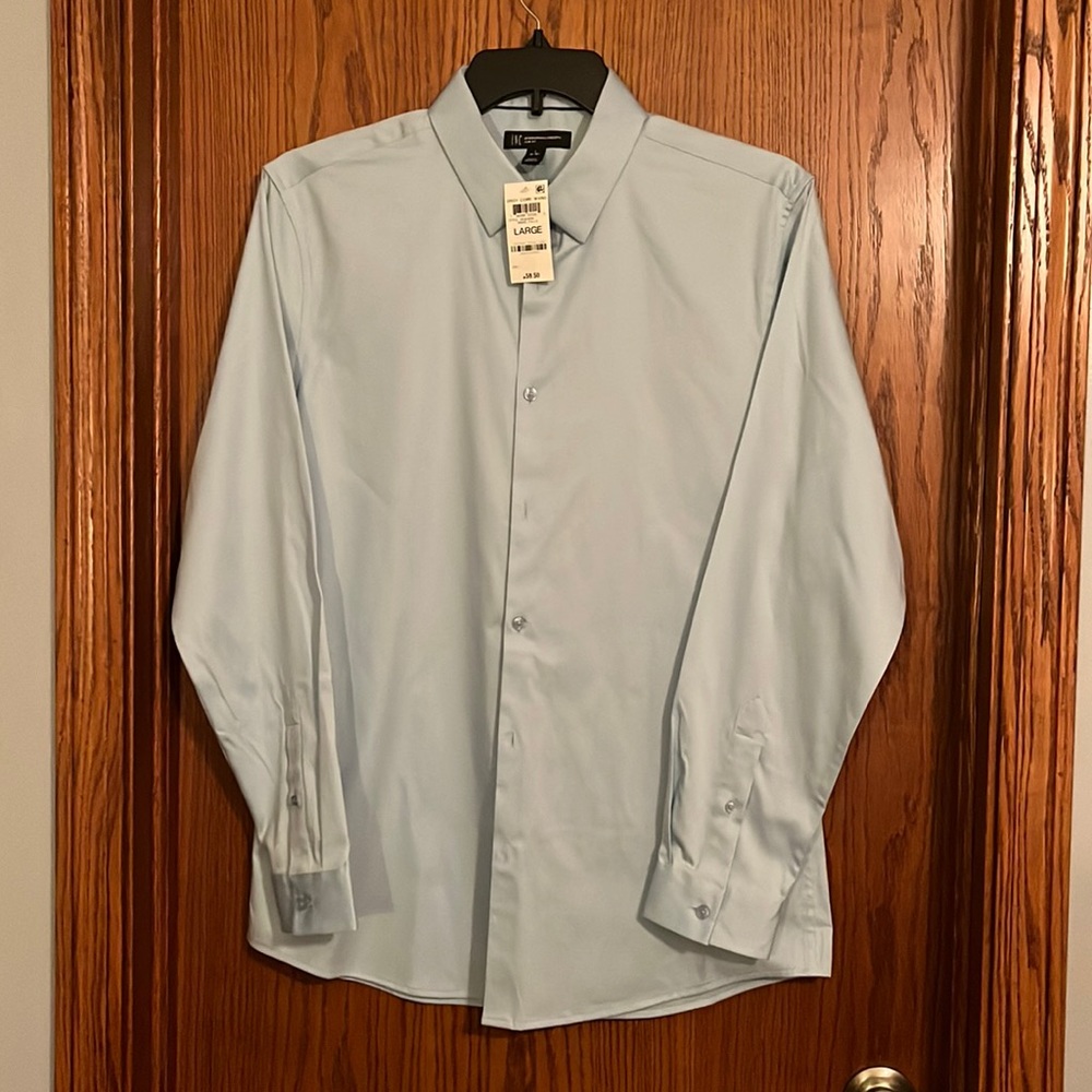 *NWT* Men’s light blue dress shirt, size large/16-16 1/4 by INC